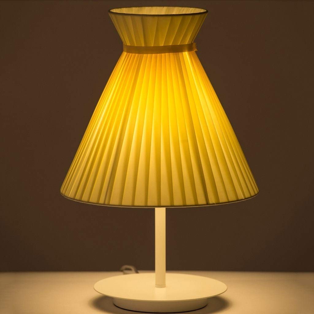 WNDFX Modern Creative Iron Table Lamp with Warm Cloth Shade - Vintage Edison E27 Bulb Bedside Lamp for Bedroom, Wedding & Princess Desk Decor (Yellow) | Perfect for Cozy Nights, Romantic Ambiance & Home Office Lighting