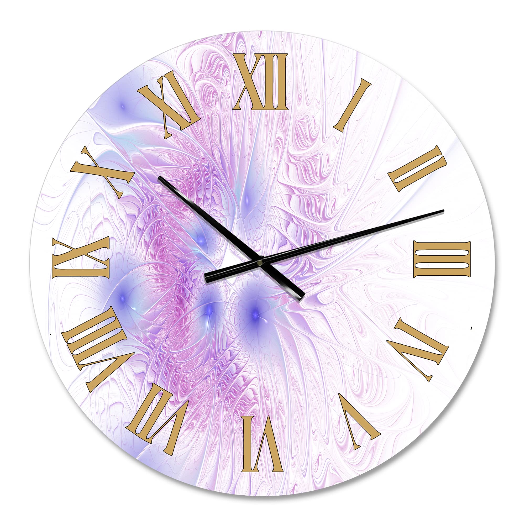 Floral Fractal II Modern Wall Clock - Large Decorative Clock for Living Room, Bedroom & Office - Silent Non-Ticking Home Decor