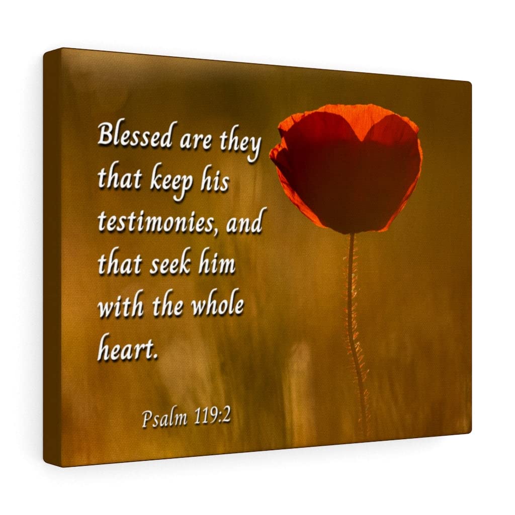 Christian Wall Art with Bible Verse - Psalm 119:2 Scripture Print, Ready to Hang | Inspirational Home Decor for Living Room, Bedroom & Church