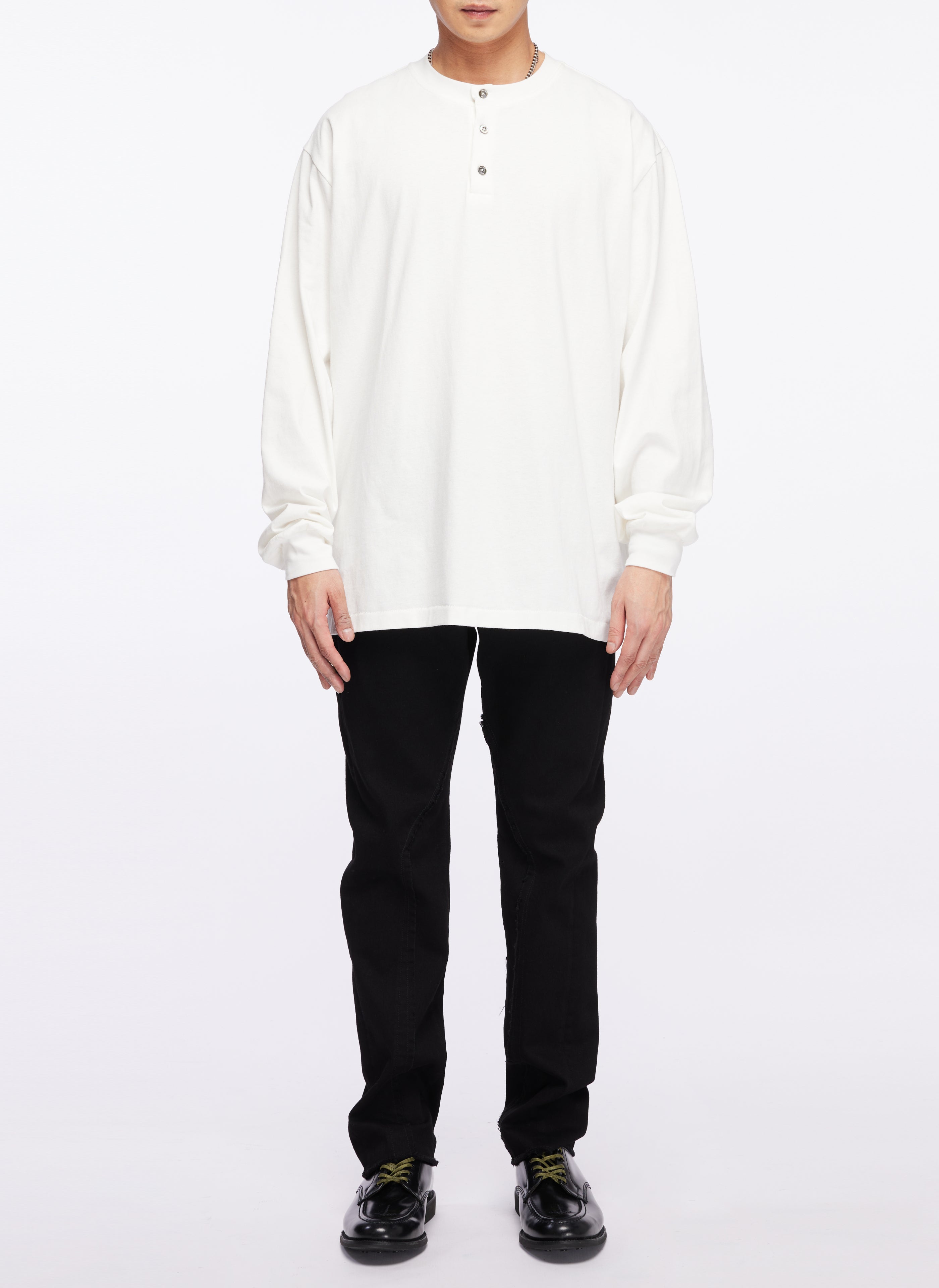 220G Soft Cotton Single Jersey Henley Neck Long Sleeve T-Shirt for Men - Comfortable Casual Wear for Everyday, Workout, and Layering