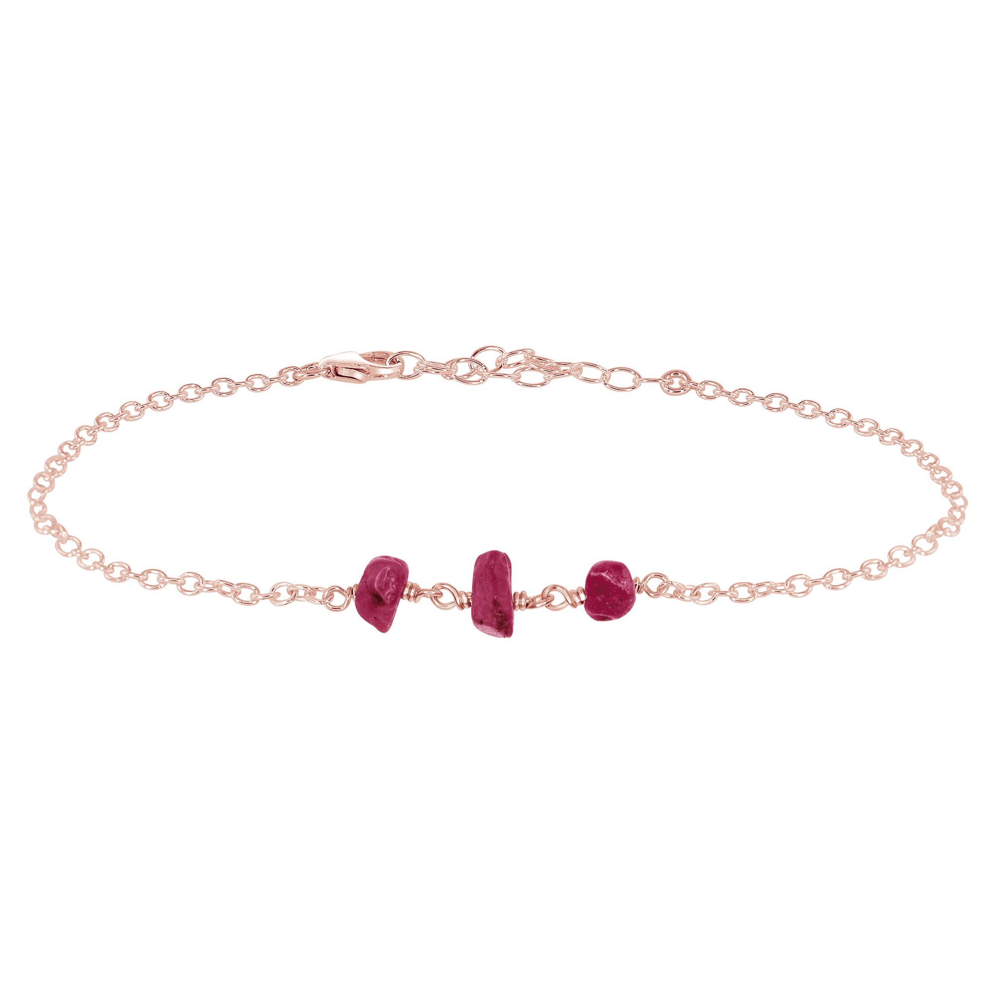 Elegant Ruby Beaded Chain Anklet for Women - Adjustable Bohemian Ankle Bracelet - Perfect for Beach, Summer Outfits & Boho Fashion