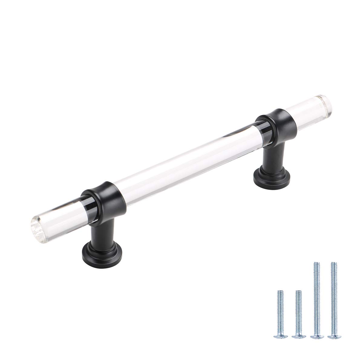 GoldenWarm 5 Pack Black Acrylic Cabinet Pulls & Drawer Handles - 4