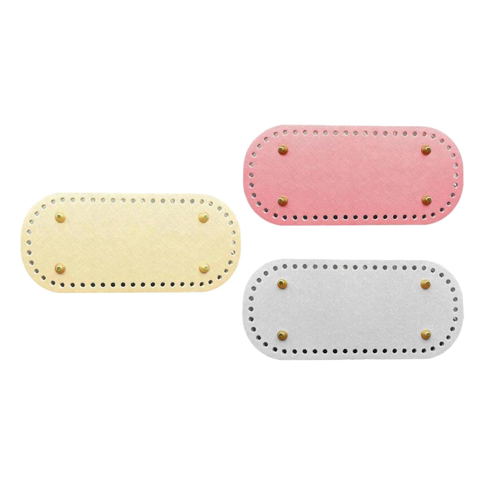 Premium PU Leather DIY Knitting Bag Base with Pre-Drilled Holes - Nail Bottom Pad Insert for Handmade Purses & Pet Bags (White, Apricot, Pink) | Perfect for Crafting, Sewing Projects & Pet Accessories