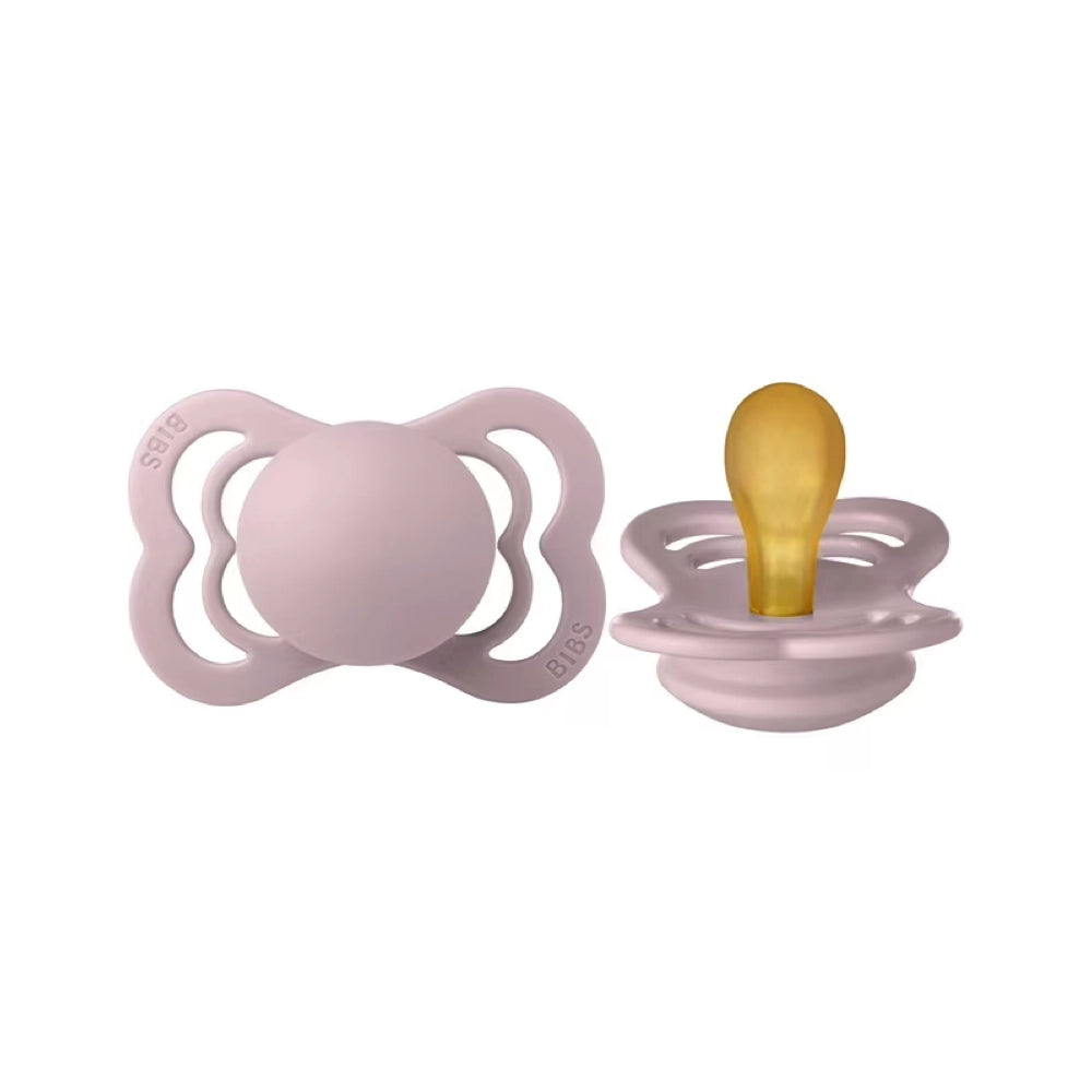 Supreme Collection Flat Natural Rubber Latex Pacifiers - 2 Pack, Dusky Lilac - BPA-Free Baby Soothers for Newborns & Infants - Perfect for Daycare, Travel & Calming Fussy Babies