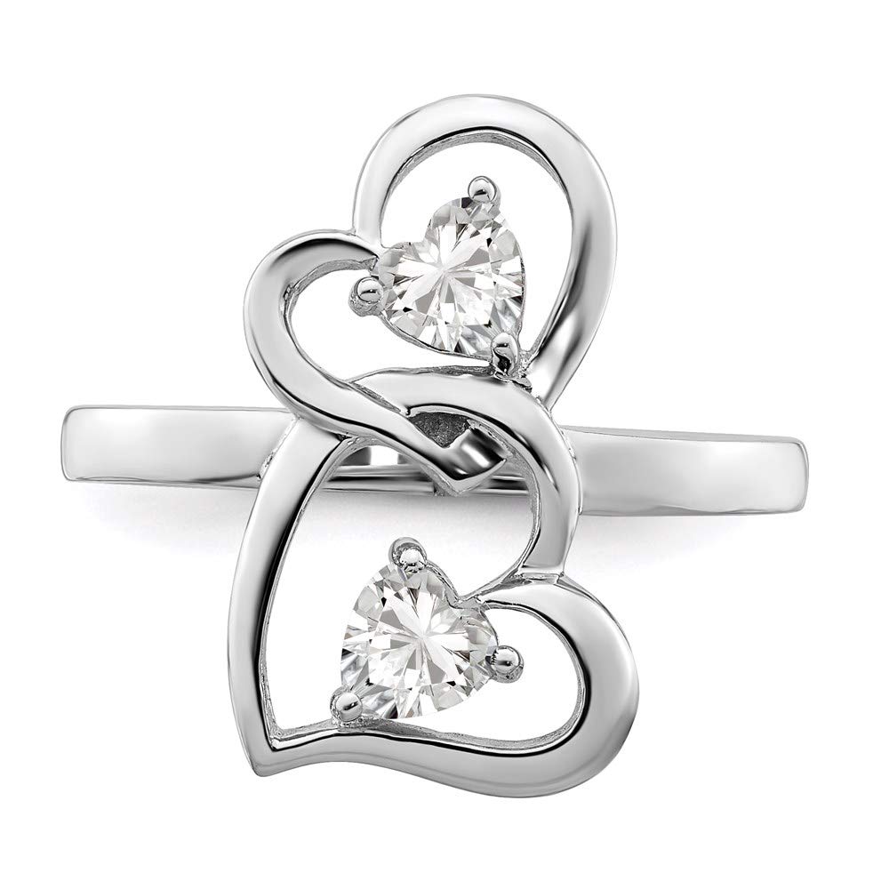 925 Sterling Silver Cubic Zirconia Double Heart Ring for Women - Elegant Valentine's Day, Anniversary & Birthday Gift for Her - Perfect for Romantic Dates, Proposals & Special Occasions