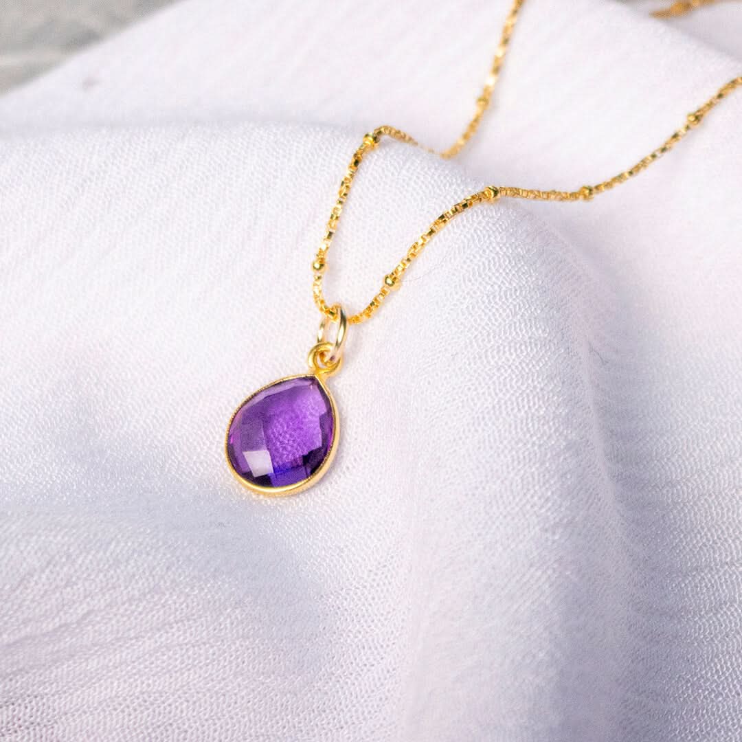 Amethyst Charm Necklace - 14K Gold February Birthstone Jewelry for Women | Perfect Gift for Valentine's Day, Anniversary & Birthday