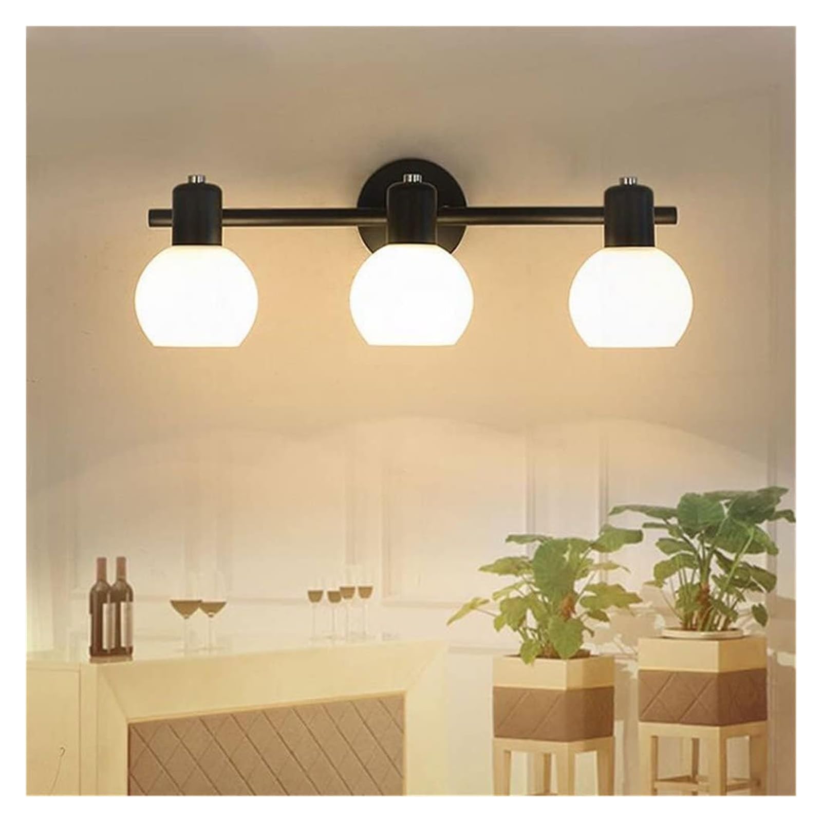 Modern LED Wall Lamp - 3-Light Bathroom Vanity Mirror Lighting with Glass Shade, E14 Bulb Base for Dressing Room & Toilet | Perfect for Makeup, Shaving & Home Decor