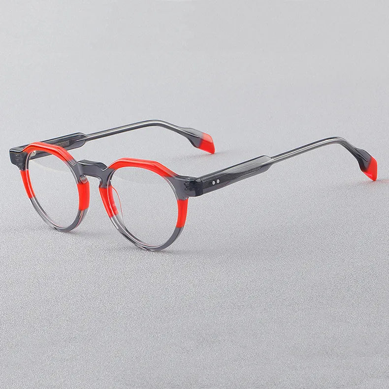 CCspace Women's Full Rim Flat Top Round Acetate Eyeglasses 56910 - Stylish Retro Frames for Reading, Work & Everyday Fashion