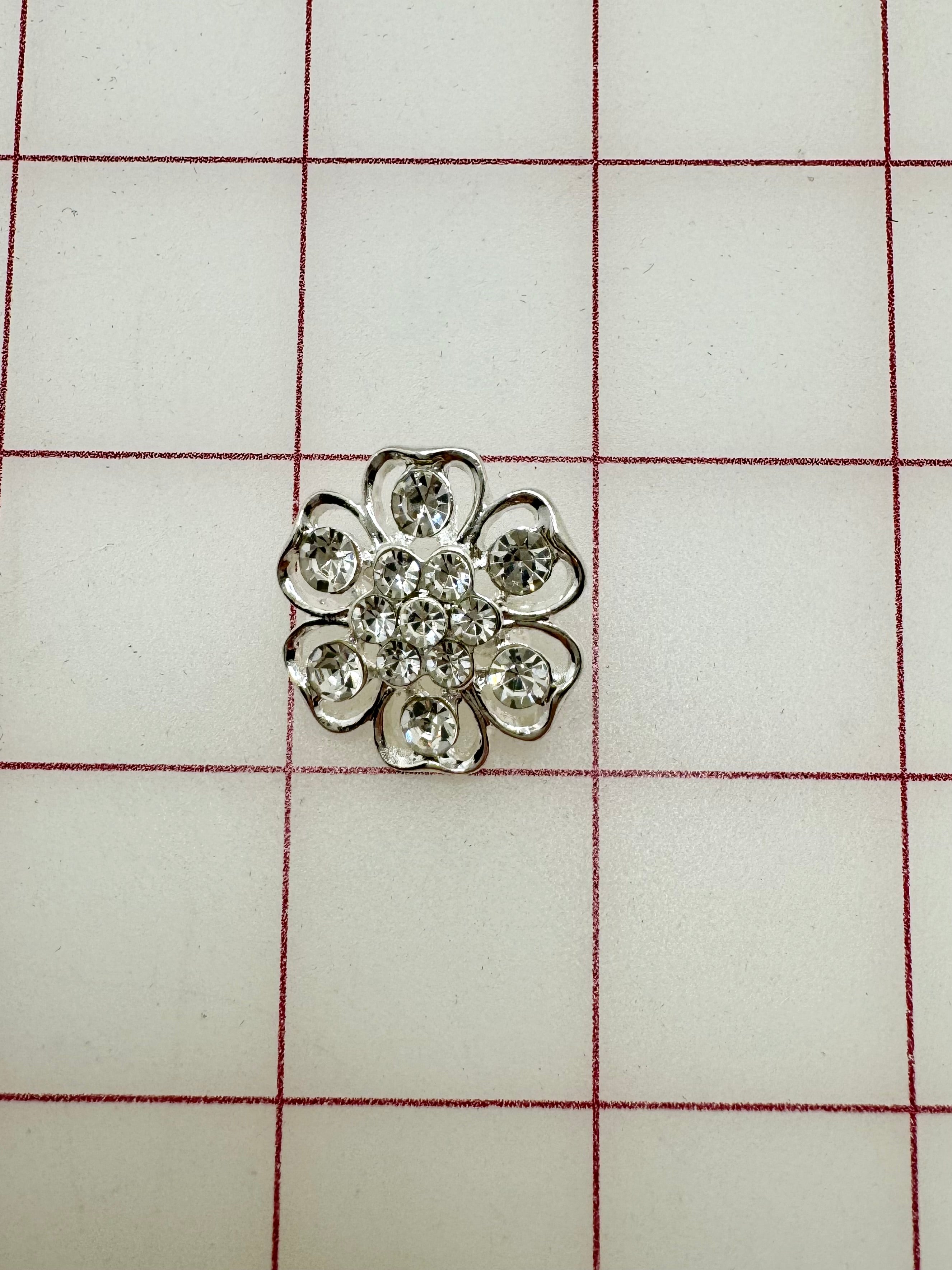 Decorative Gems Rhinestone Brooch & Tiara Embellishments - Crystal & Silver (0.75-1 Inch) for DIY Jewelry, Wedding Accessories, Costume Design