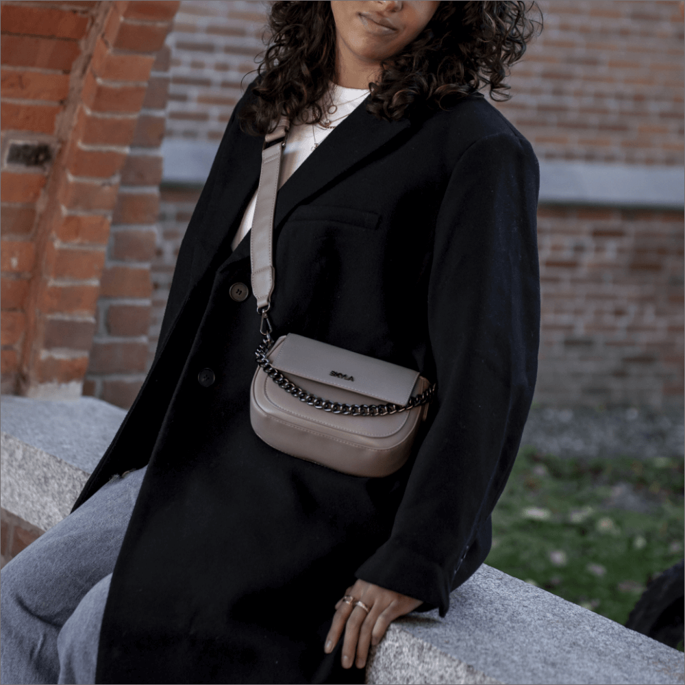 Billie Vegan Leather Crossbody Bag for Women | Stone Grey | Stylish & Lightweight Purse for Everyday Use, Travel & Shopping