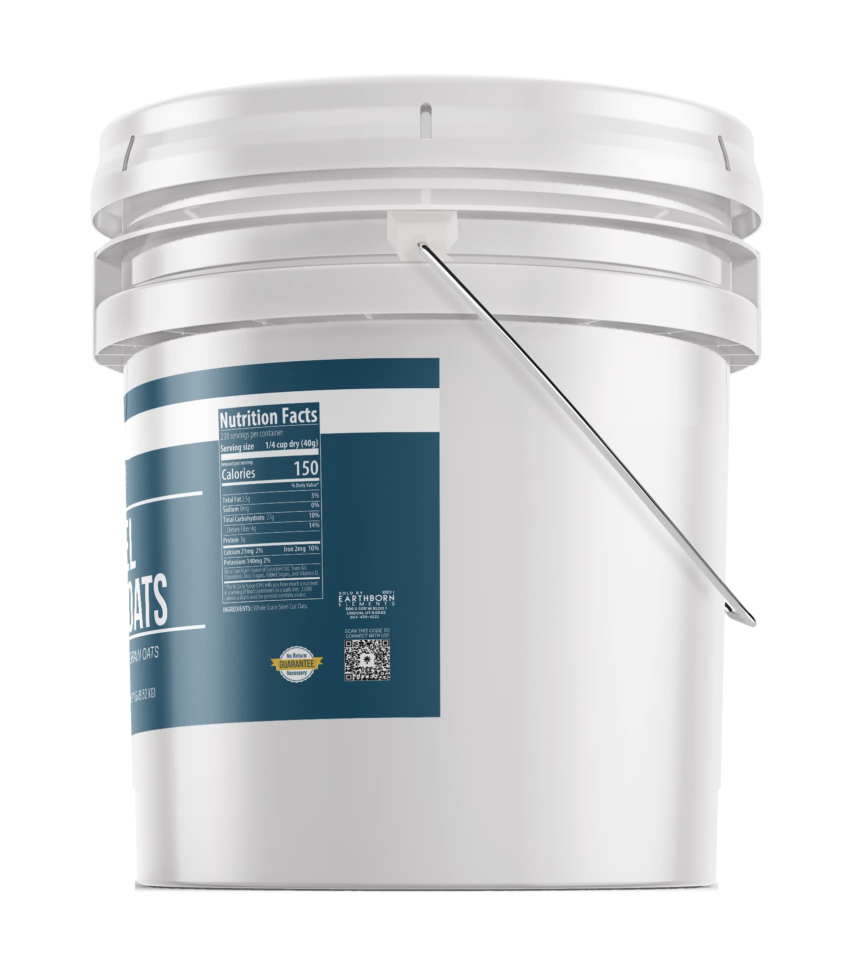 Organic Steel Cut Oats (Irish Oatmeal) - 3.5 Gallon Resealable Bucket | Non-GMO, Gluten-Free Breakfast Oats | Perfect for Overnight Oats, Hot Cereal & Baking