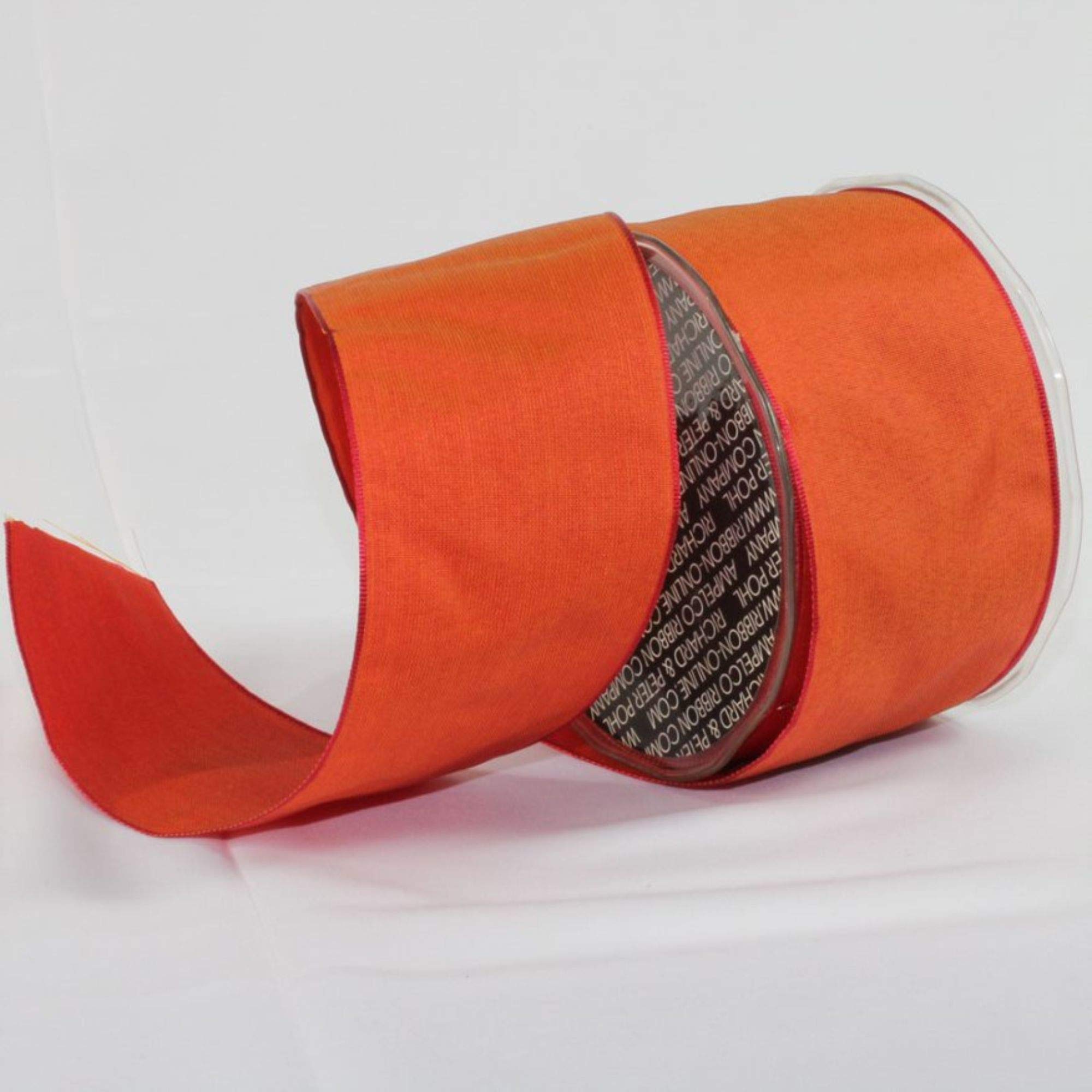 Orange Copper & Pink French Taffeta Wired Craft Ribbon - 2.5