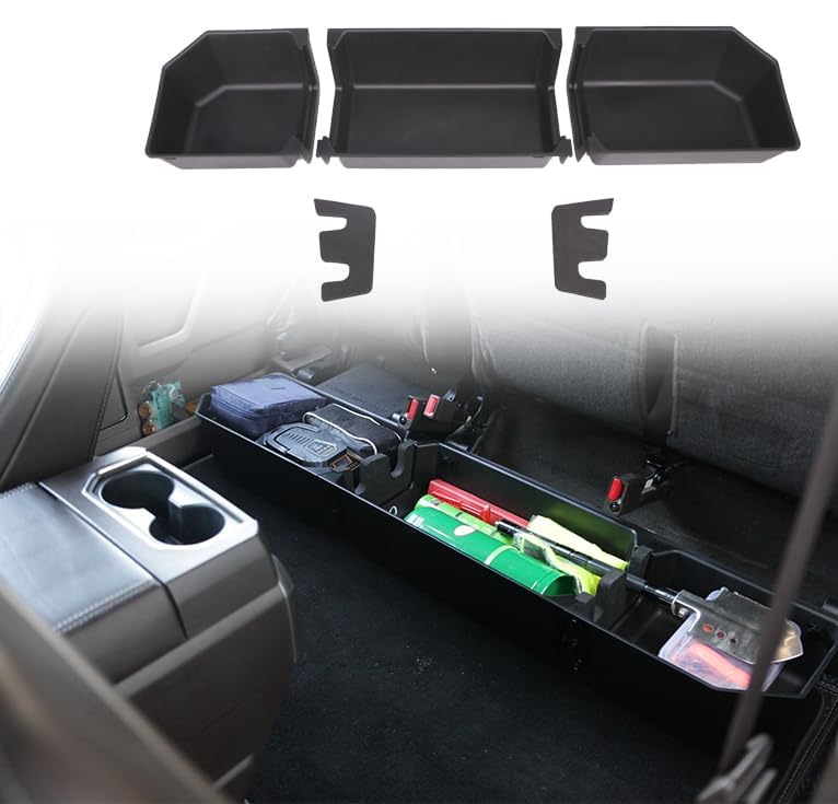 2015-2024 Ford F150 SuperCrew & Crew Cab Under Seat Storage Organizer Box with Dividers - Truck Rear Seat Storage Solution for Tools, Gear & Car Accessories | Perfect for Road Trips & Work Essentials