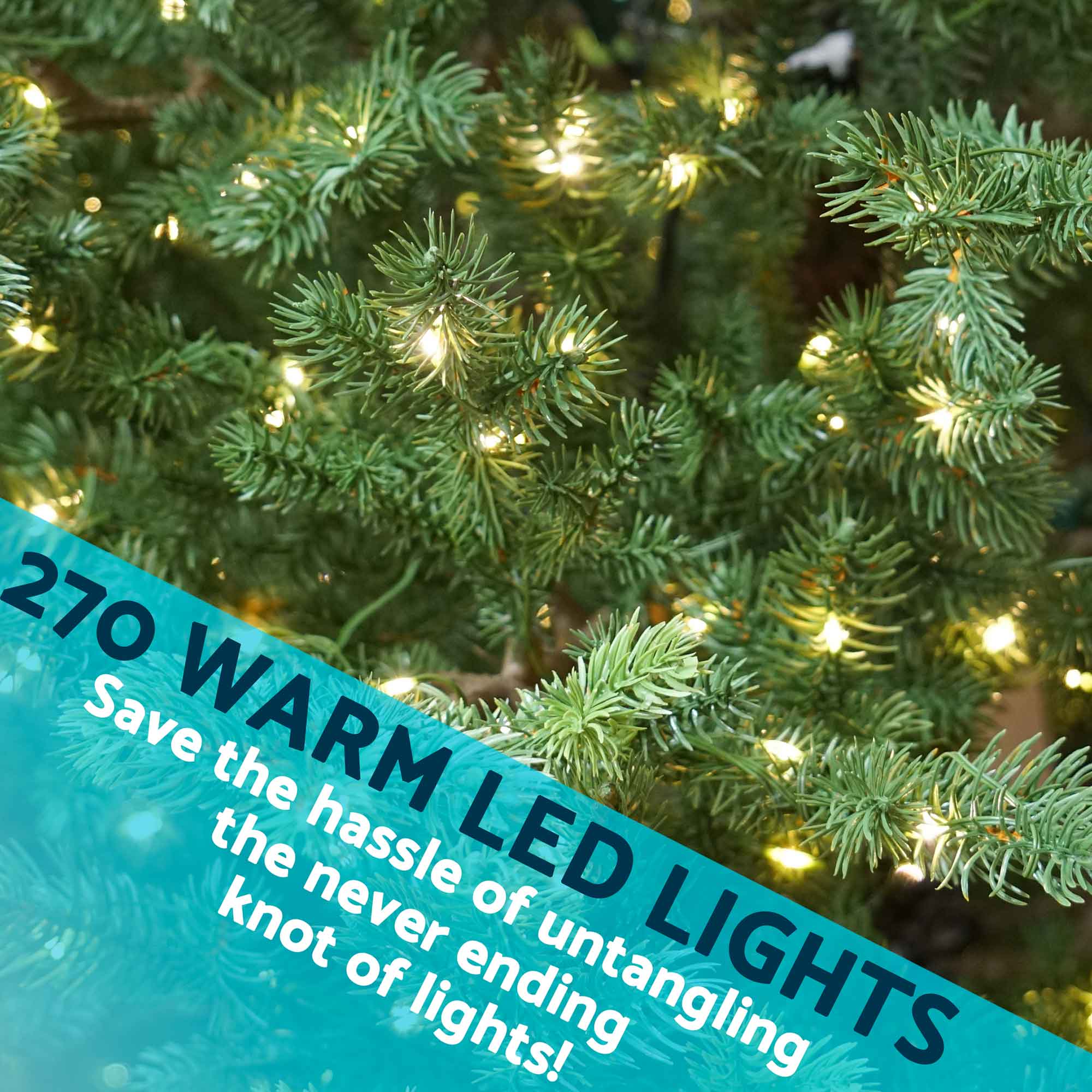 6ft Pre-Lit Hinged Christmas Tree with 300 Warm White LED Lights & Realistic PE/PVC Tips - Easy Setup Artificial Holiday Tree for Living Room, Office, and Christmas Decorations