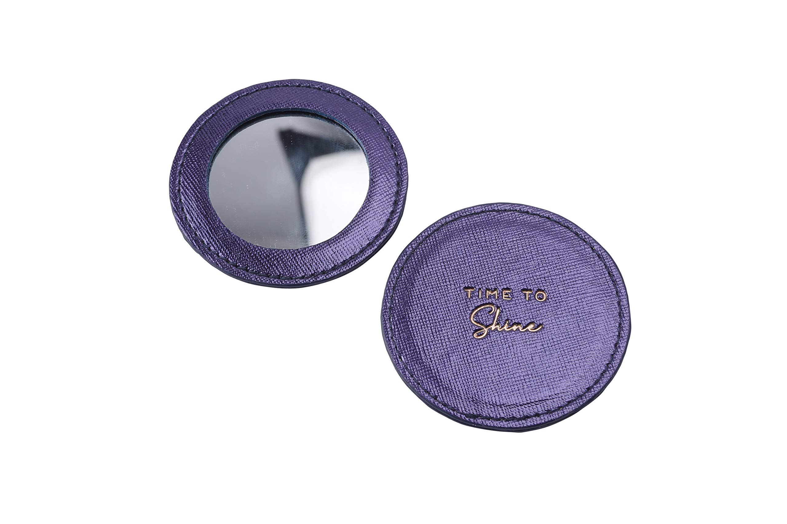 Willow & Rose Metallic Midnight Blue Compact Mirror - Elegant Gift Boxed Ladies Makeup Mirror for Travel, Purse & Handbag | CGB Giftware GB04086