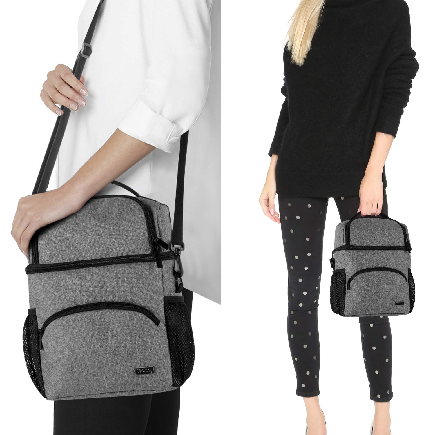 Teamoy Double Layer Insulated Breastmilk Cooler Bag with Ice Pack - Portable Baby Bottle Storage for Travel & Daycare - Holds 6 Large 9oz Bottles (Gray) - Perfect for Nursing Moms, Working Parents & On-the-Go Families