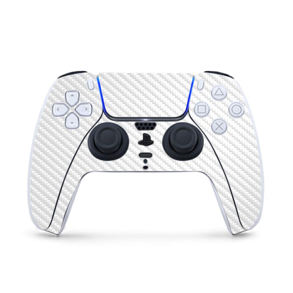 Premium Carbon Fiber Gaming Skin for PS5 Controller - Solid White | Durable Textured Cover with Easy Application | USA Made | Perfect for Gaming Enthusiasts & Customization Lovers
