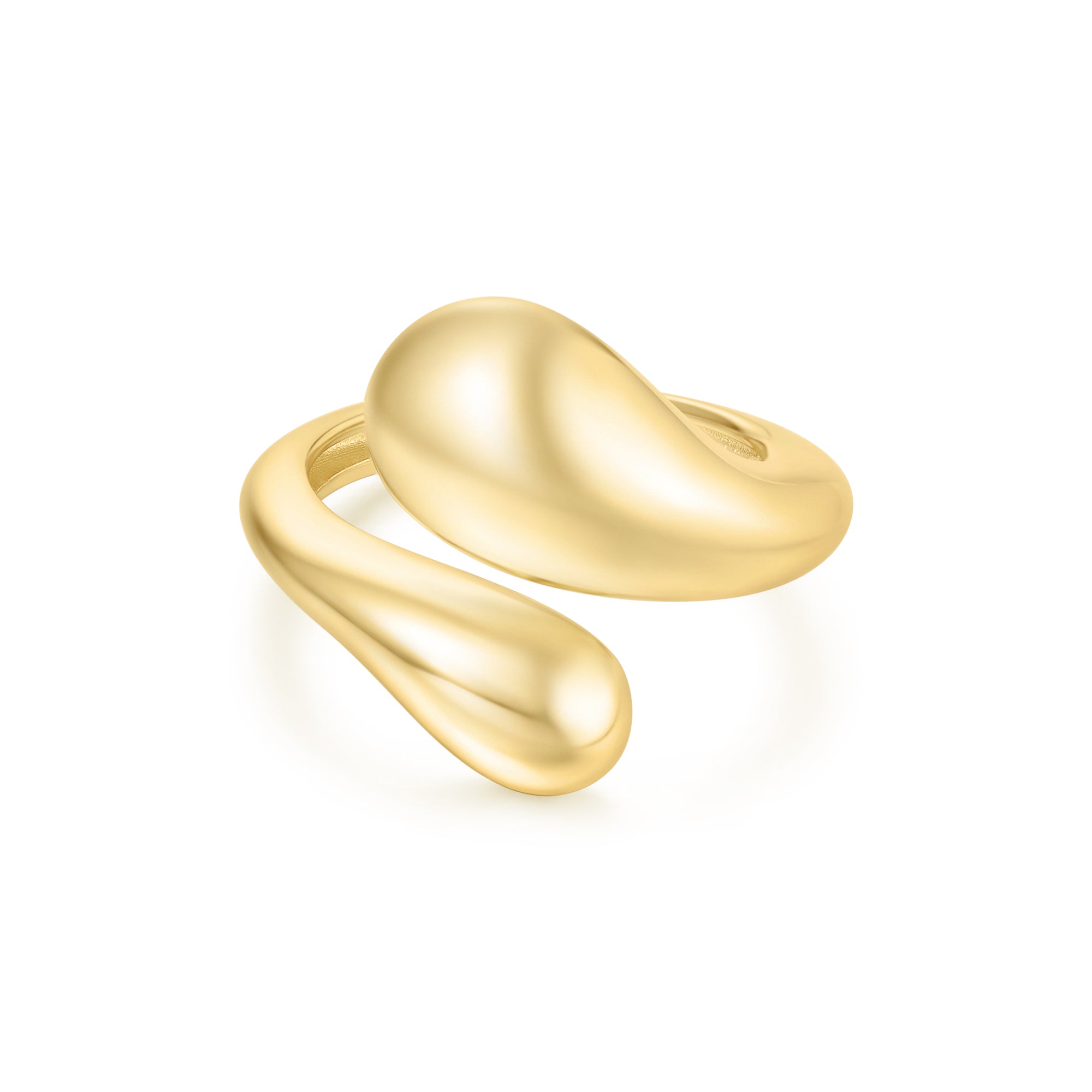 Elegant Gold Sculptural Crossover Ring for Women - 14K Gold Plated Statement Jewelry - Perfect for Weddings, Parties & Special Occasions