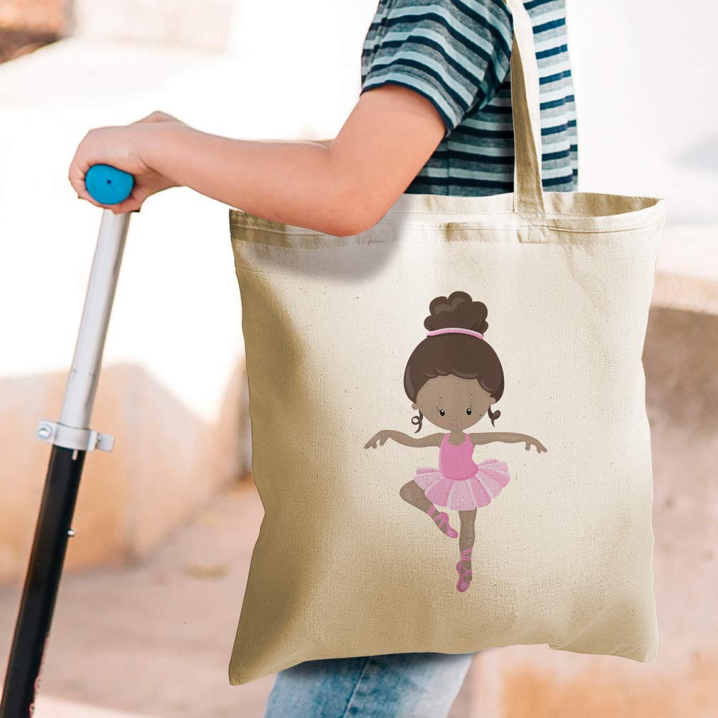 Custom Canvas Tote Bag - Eco-Friendly Reusable Shopping Bag with Ballet Brown B Girly Ballerina Design | Perfect for Kids, Beach Trips, Grocery Shopping & Everyday Use