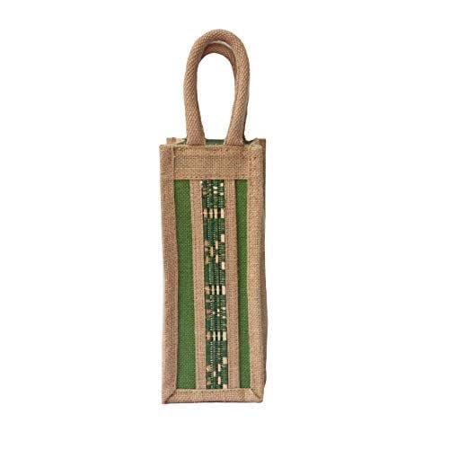 Eco-Friendly Jute Bottle Holder with Chick Design | 1L Water Bottle Carrier | Reusable & Sustainable Jute Fabric Bag for Picnics, Hiking & Outdoor Activities (Green)