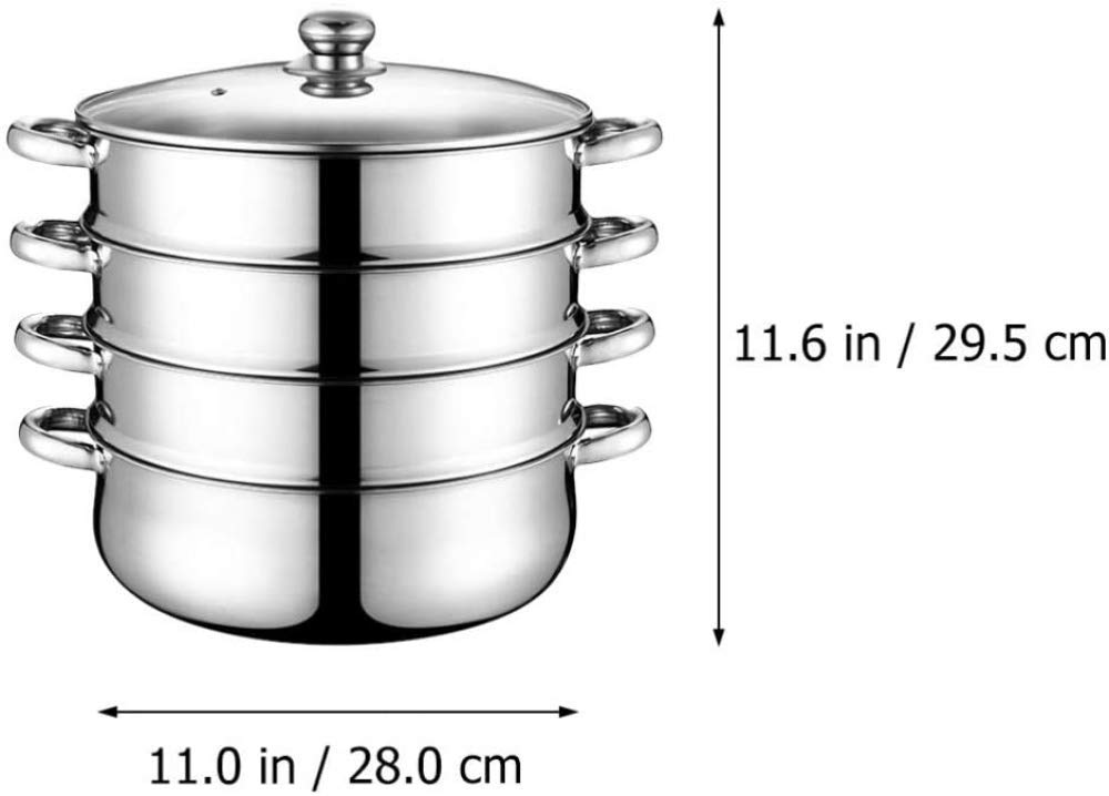 Premium Stainless Steel Steamer Pot Set - 2/3/4 Tier Stackable Bamboo Basket for Healthy Cooking | Multi-Purpose Kitchen Cookware for Vegetables, Dumplings & Seafood | Perfect for Asian Cuisine, Meal Prep & Family Dinners