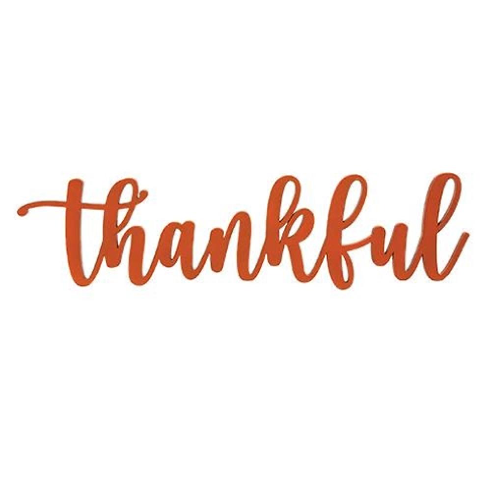 Orange Thankful Hanging Script Sign - Rustic Farmhouse Decor for Thanksgiving, Fall Home Decor, Wall Hanging for Living Room, Kitchen, Porch