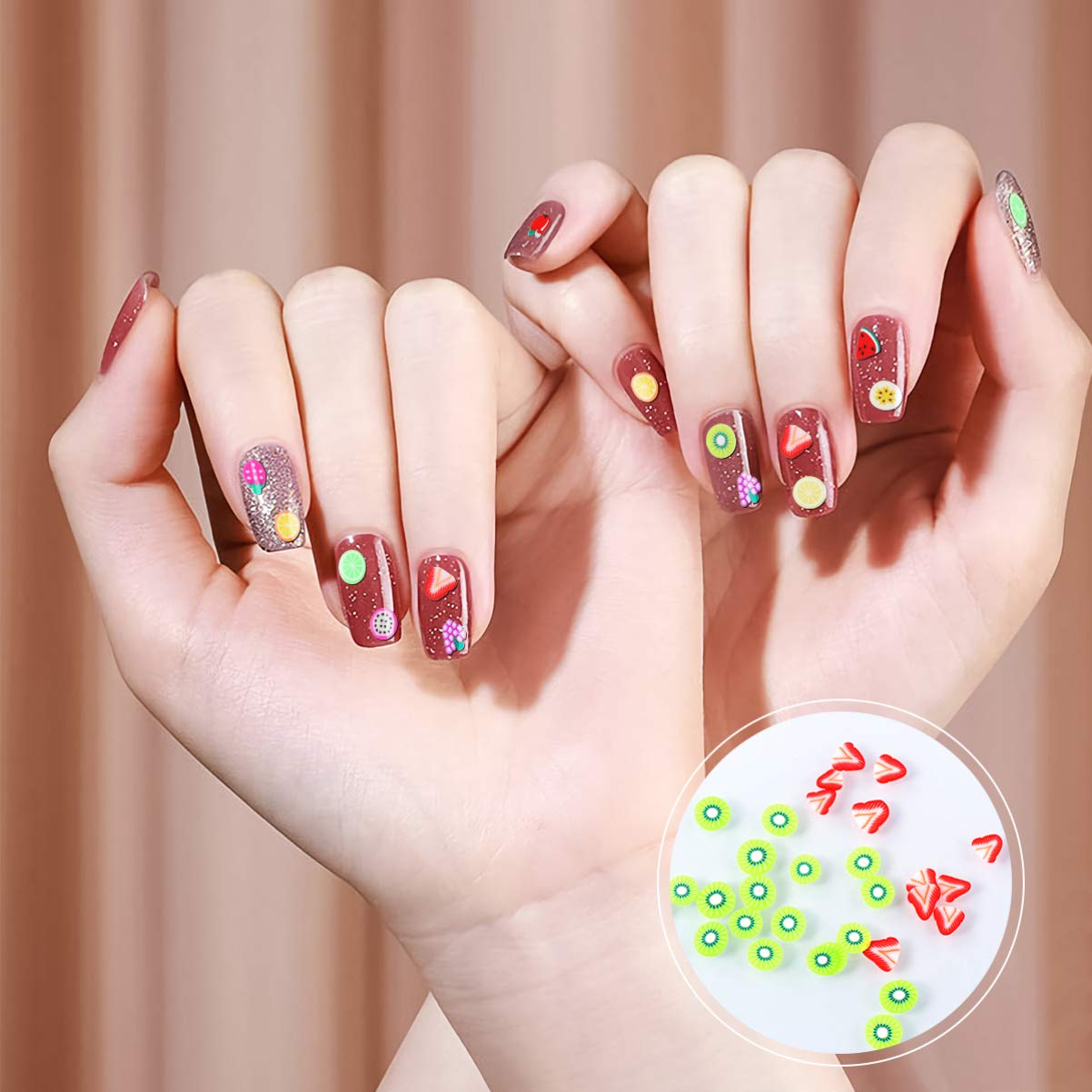 Lurrose DIY Clay Nail Art Decorations Kit - 1 Set of Fruit Slice Nail Charms for Creative Nail Designs | Perfect for Home Manicures, Nail Salon Decor & Kids Craft Activities