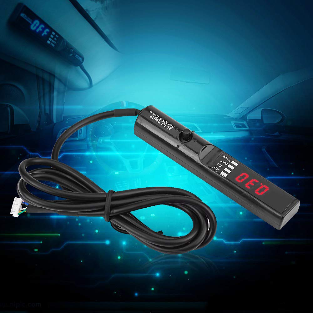 Universal 12V Auto Turbo Timer with Digital LED Display - Black & Red Control Unit for Modified Vehicles | Perfect for Parking Time Delay & Engine Protection
