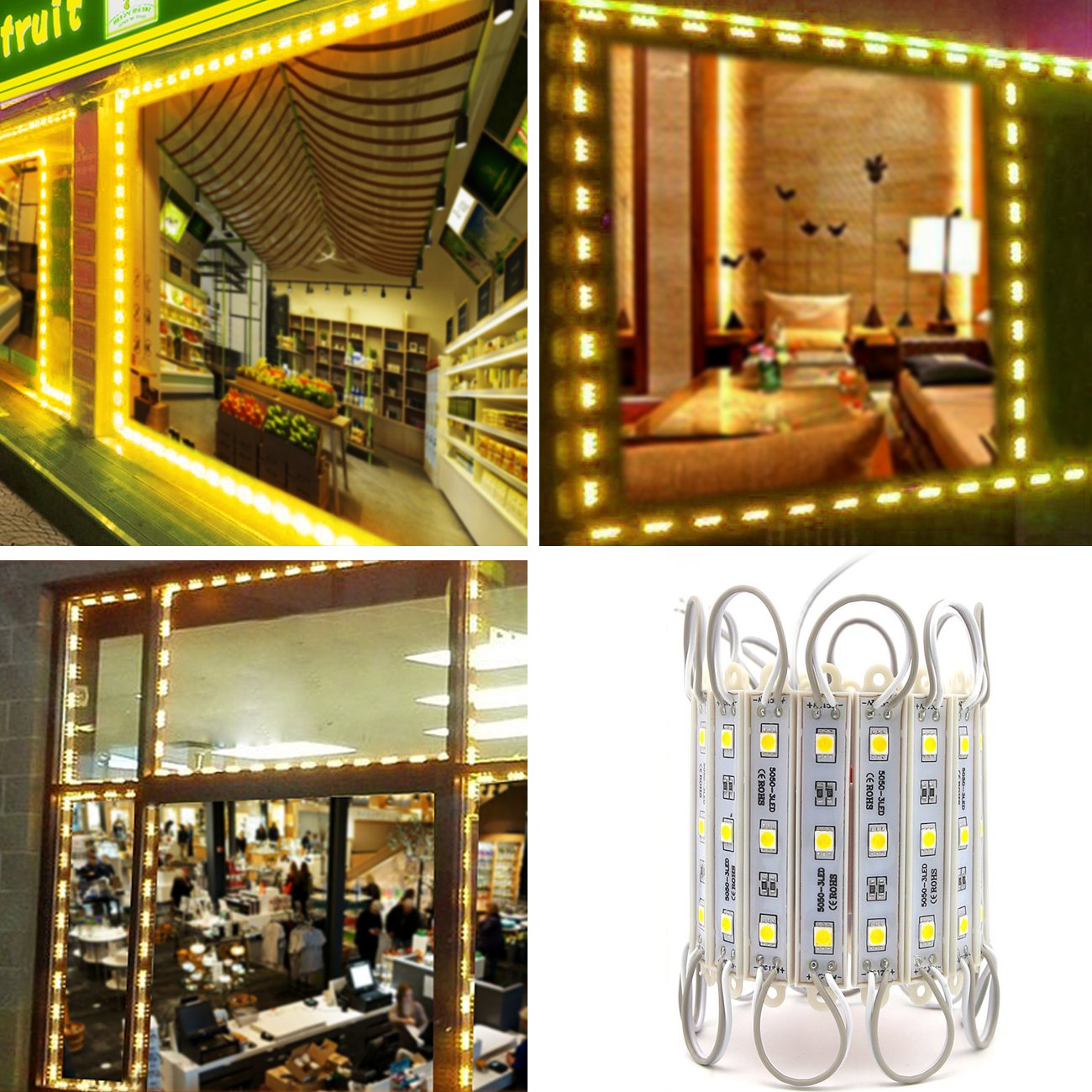 Waterproof LED Storefront Lights - 40PCS 5050 Strip Lights for Business Signs & Window Decor