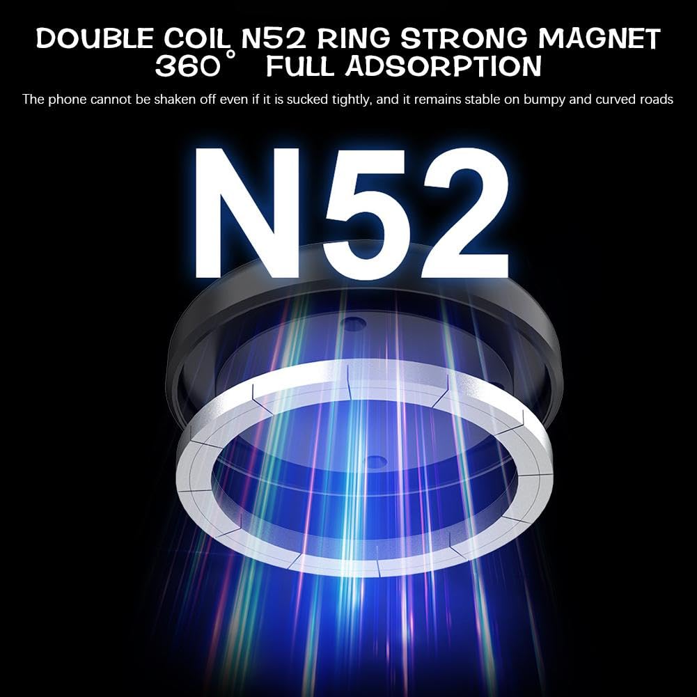 GINTBN 2024 Upgraded Magnetic Car Phone Holder - Strong Vacuum Suction & Secure Mount for iPhone, Samsung, Google Pixel - Perfect for Driving, Navigation & Hands-Free Calls