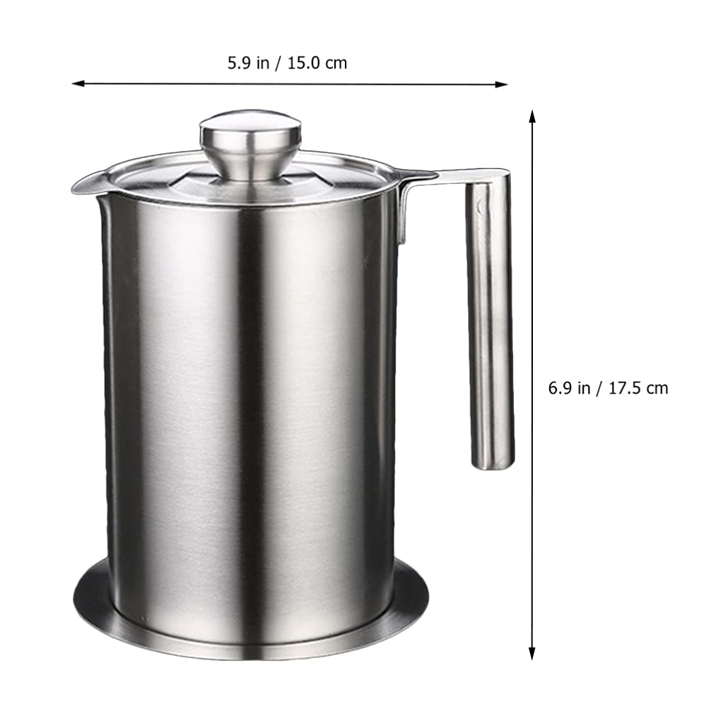1pc 304 Stainless Steel Oil Filter Pot & Grease Storage Can - Kitchen Oil Strainer, Grease Container & Cooking Oil Holder - Perfect for Deep Frying, Baking & Kitchen Organization