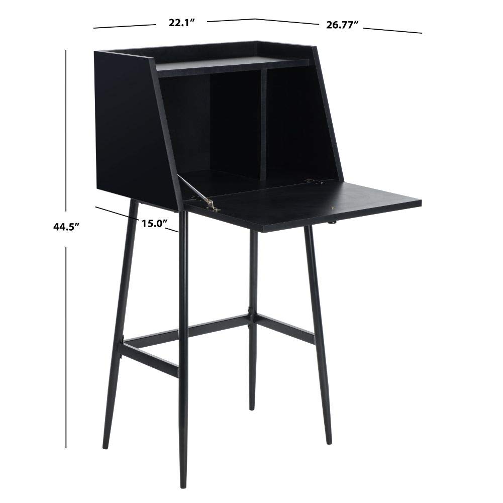 Safavieh Home Xander Modern Black Secretary Desk - Stylish Writing Desk for Home Office, Study & Workspace - Perfect for Small Spaces & Apartment Living