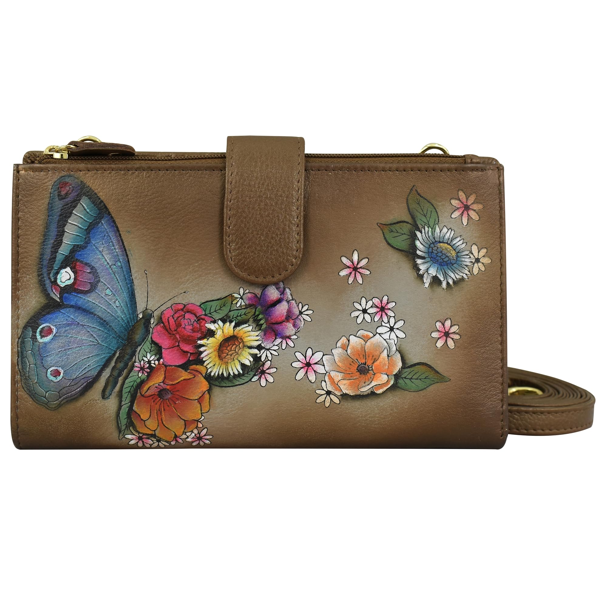 Anuschka Handpainted Leather Women's Wallet & Large Smartphone Case - Perfect for Travel, Work & Everyday Use (iPhone & Android Compatible)
