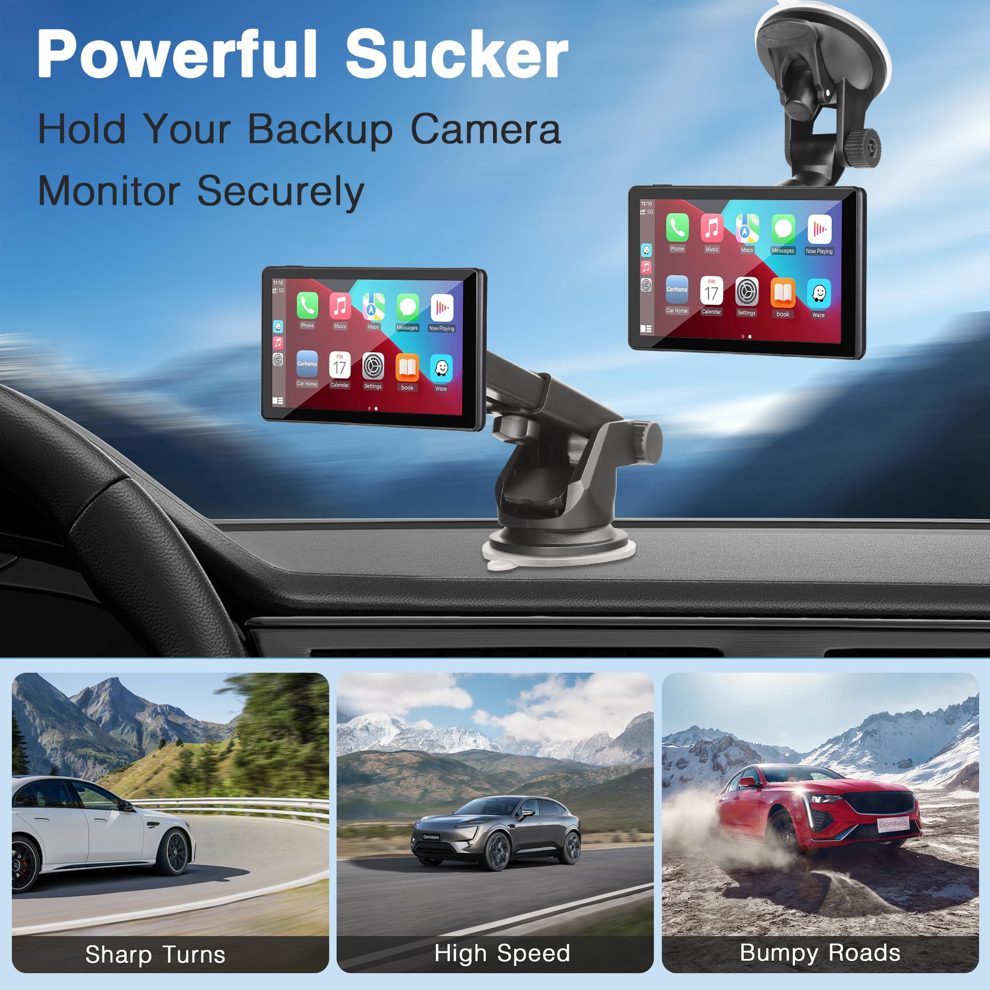 Universal CarPlay & Android Auto Dashboard Mount (2-Pack) - Compatible with 4.3