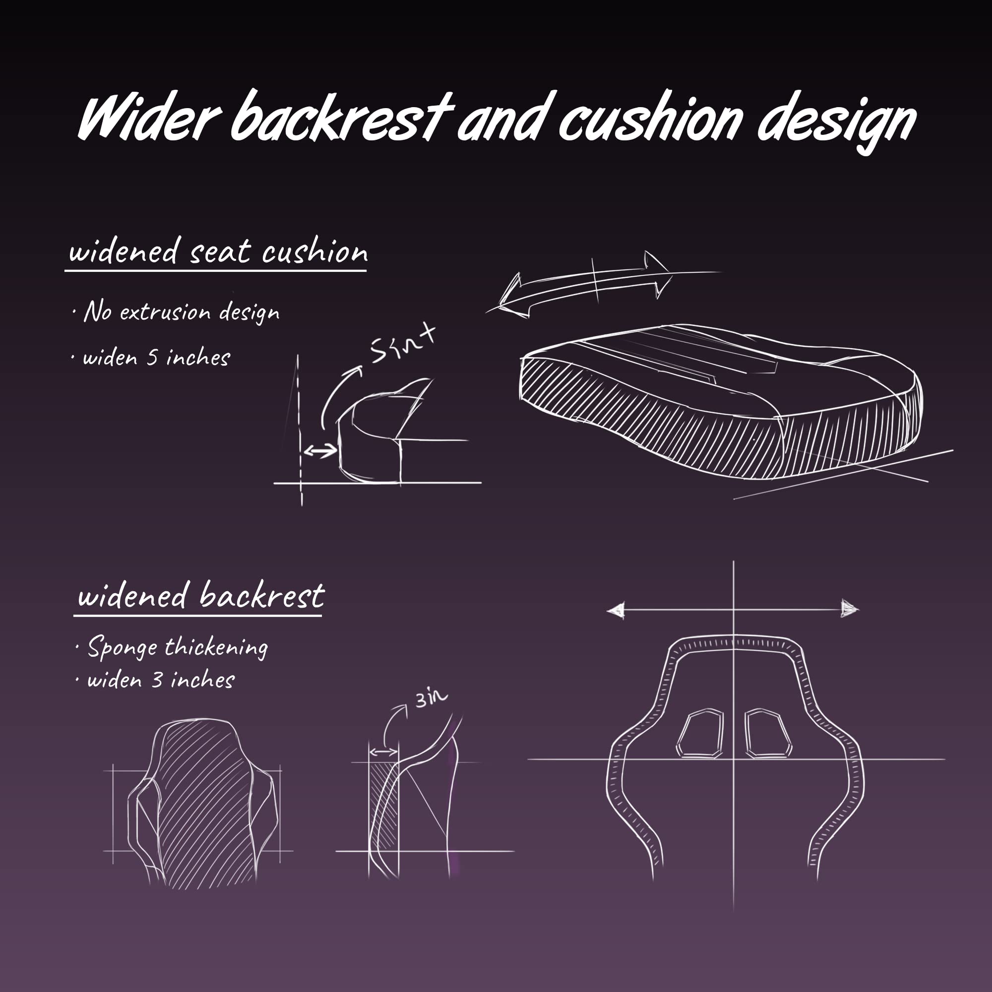 Dowinx Ergonomic Gaming Chair with Pocket Spring Cushion - High Back PU Leather Computer Chair, 350LBS Capacity, Reclining Video Game Chair (Purple) - Perfect for Esports, Streaming & Home Office Setup