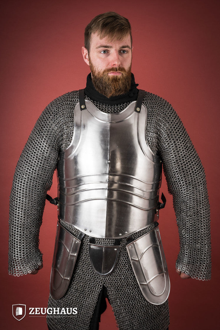 Polished Cuirass Warrior Armor with Tassets - Medieval Knight Costume for Cosplay, LARP & Historical Reenactment