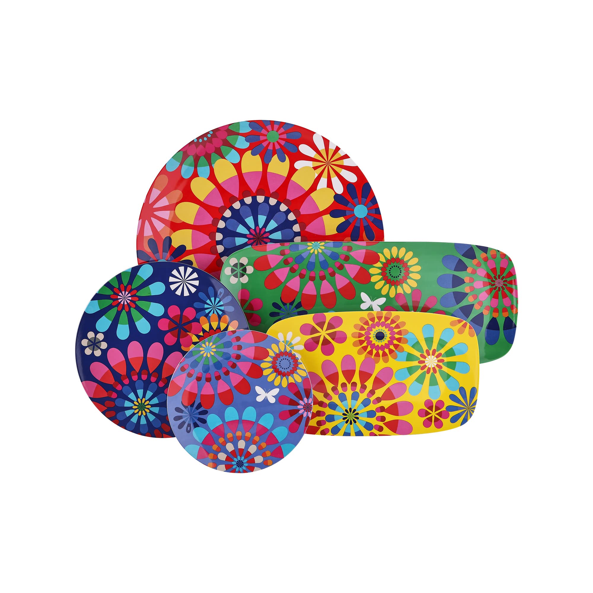 French Bulldog Melamine Plates - 4-Piece 9-Inch Salad Plate Set - Durable Dinnerware for Indoor & Outdoor Use - Perfect for Parties, Picnics, and Festivals
