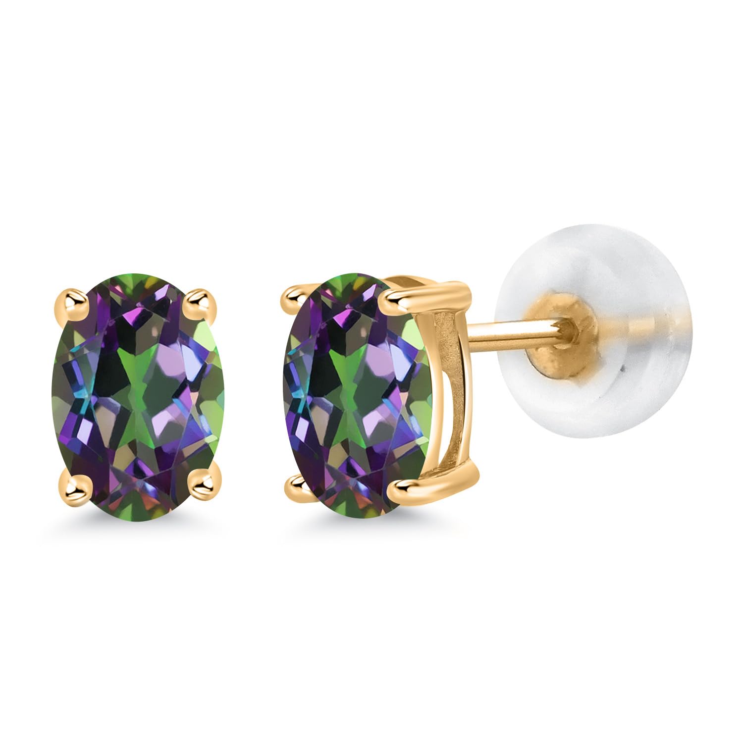 14K Gold Oval Gemstone Birthstone Stud Earrings for Women & Men | 6x4mm Oval Cut | Fine Jewelry Gift for Mom, Wife, Her | Anniversary, Birthday, Christmas Present