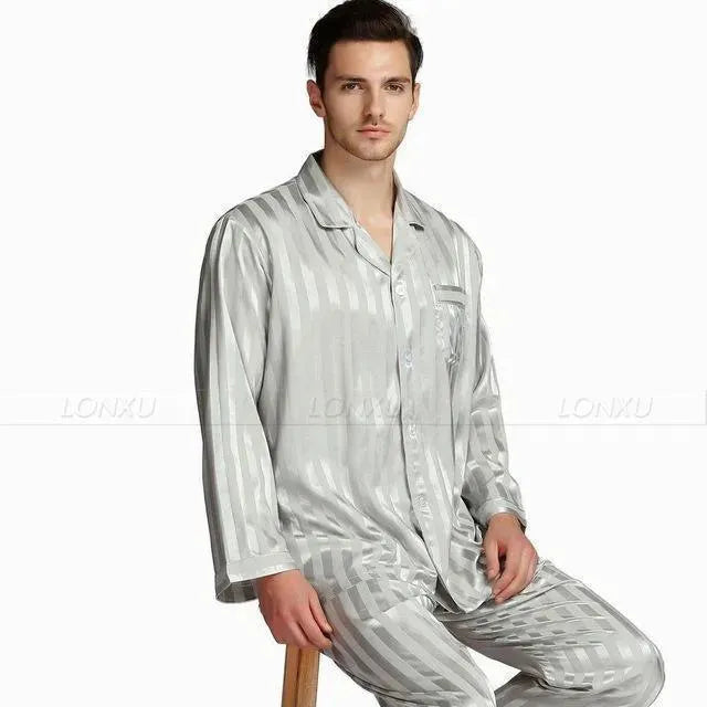 Comfortable Striped Men's Pajama Set - Soft Cotton Sleepwear for Lounge & Nighttime Relaxation