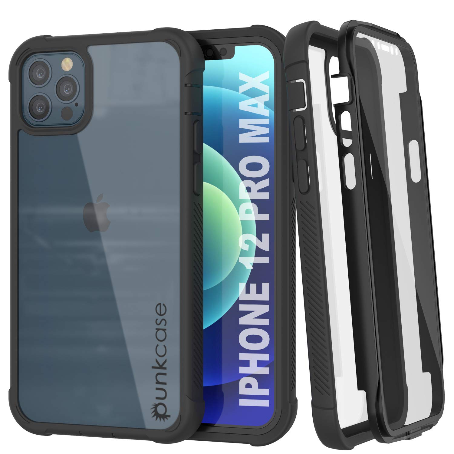 PunkCase iPhone 12 Pro Max Case [Spartan Series] Clear Rugged Heavy Duty Cover with Built-in Screen Protector | Ultra Slim 360 Full Body Protection for iPhone 12 Pro Max (2020, 6.7 Inch) - Shockproof & Anti-Scratch for Outdoor, Work, and Daily Use