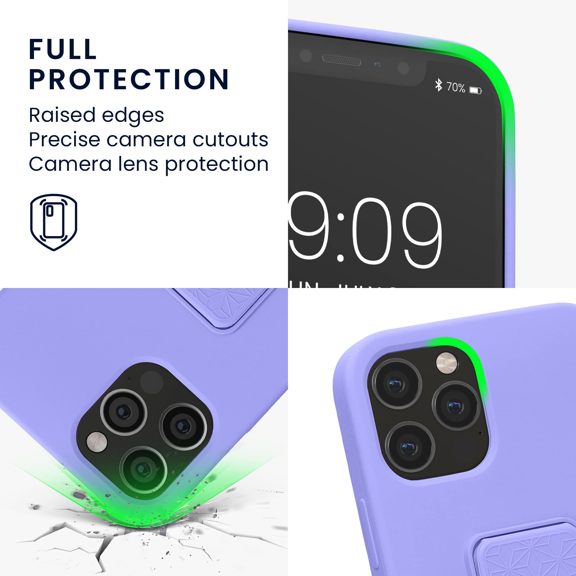 kwmobile Lavender Soft TPU Silicone Case with Hand Strap & Stand for Apple iPhone 12/12 Pro - Shockproof Protective Cover for Daily Use, Travel & Outdoor Activities