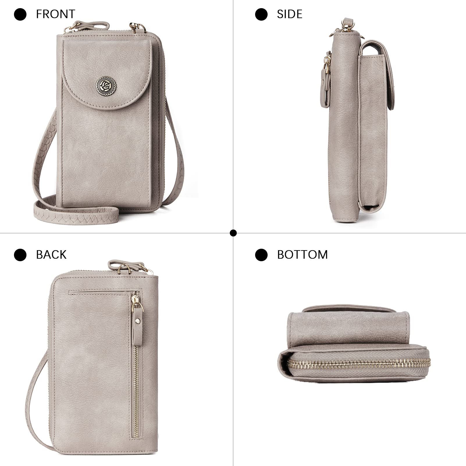 BROMEN Vegan Leather Crossbody Phone Purse for Women - Small Cell Phone Wallet with Credit Card Holder - Perfect for Travel, Shopping & Everyday Use