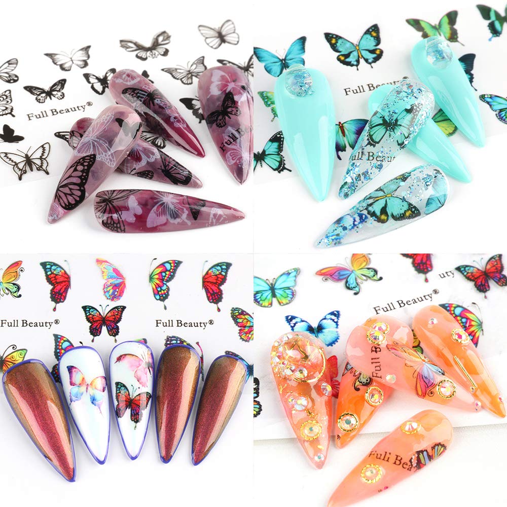 10 Sheets Butterfly Nail Art Foil Transfer Stickers - Holographic Nail Decals for Manicure, DIY Nail Designs - Perfect for Party, Wedding, Salon & Home Nail Art Decoration