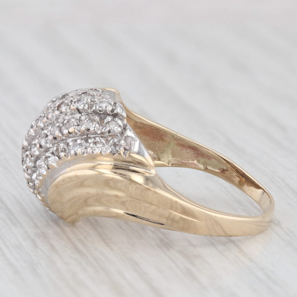 0.47ctw Scalloped Diamond Ring - 10k Yellow & White Gold - Size 7.25 - Elegant Wedding Band, Anniversary Gift for Her, Perfect for Special Occasions & Everyday Wear