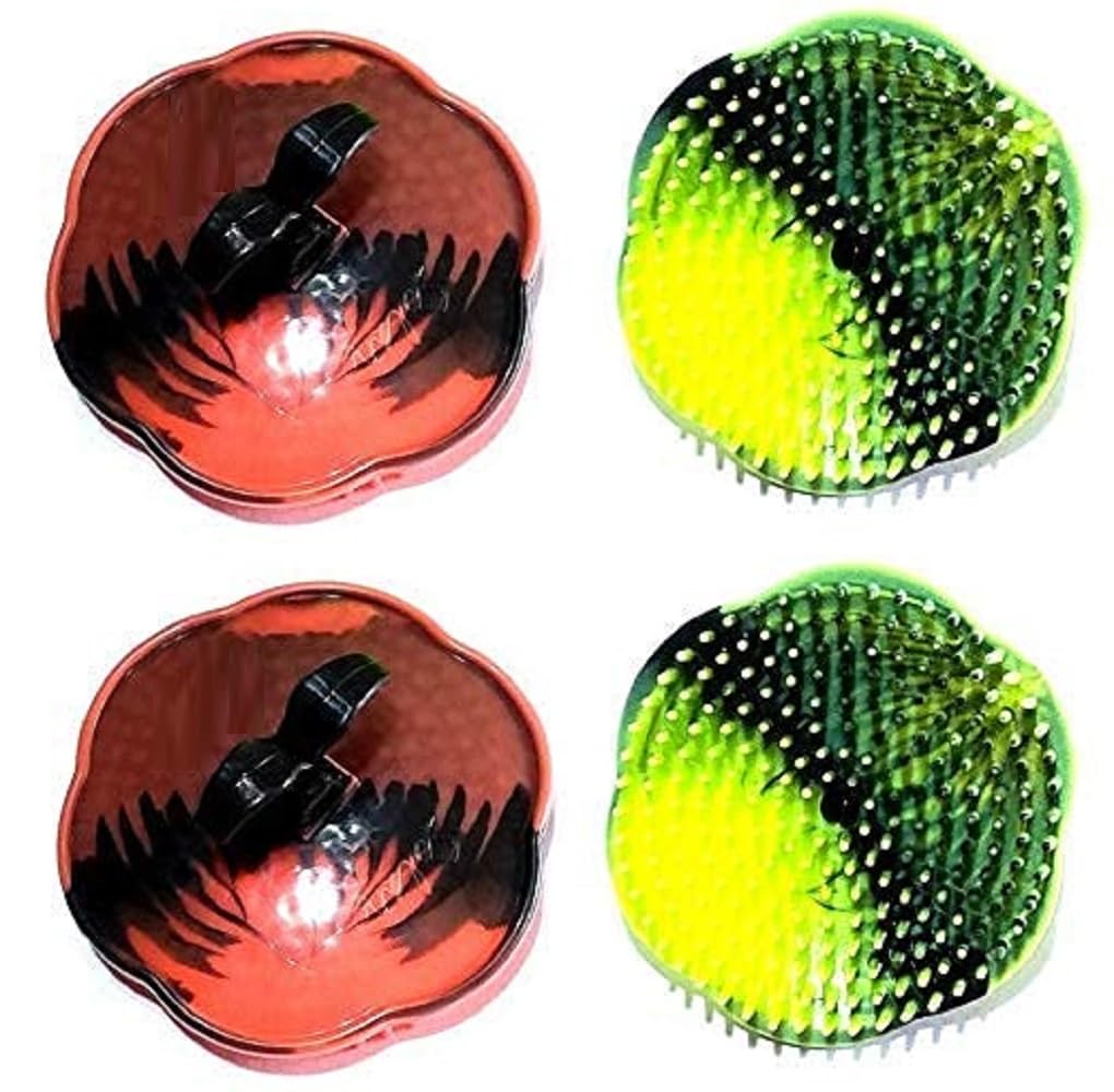 ZAUKY Portable Pocket Hair Comb Set - 4 Pack Small Round Hair Brush & Scalp Massage Shampoo Brush for Travel, Home & Salon Use - Multicolor