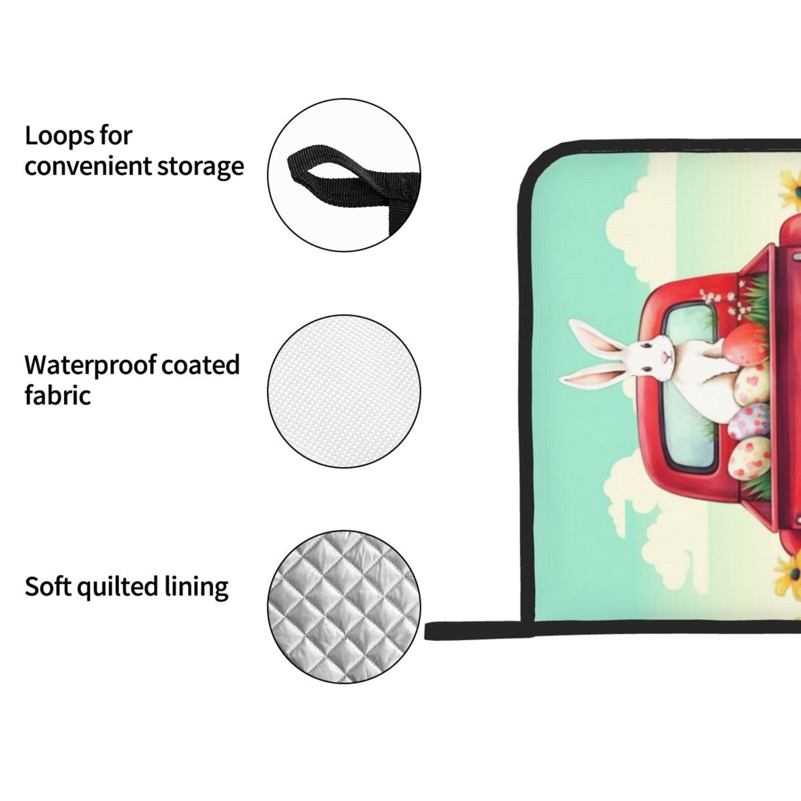Easter Bunny Rabbit Red Truck Pot Holders Set of 2 - Heat Resistant Kitchen Hot Pads for Cooking, Baking, Grilling - Perfect for Easter Decor & Holiday Kitchen Gifts