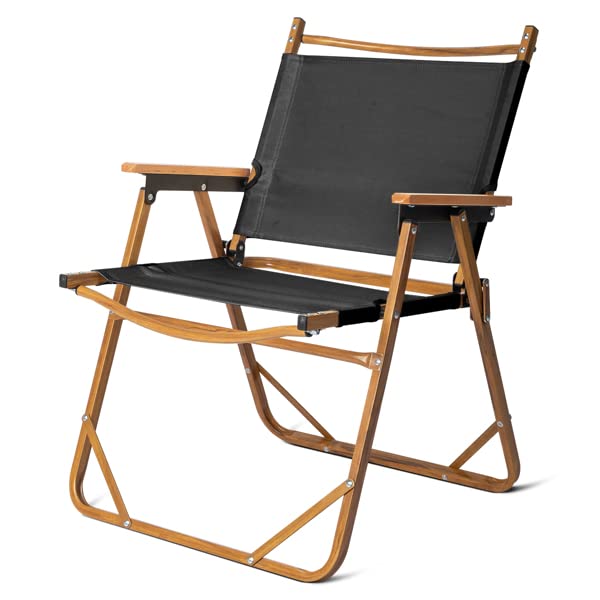 Portable Folding Chair with Aluminum Frame & 600D Oxford Fabric - Lightweight Outdoor Camping Chair for Patio, Beach, Lawn, Hiking, Fishing, Backyard & Garden - Perfect for Picnics, BBQs, and Outdoor Relaxation (Black)