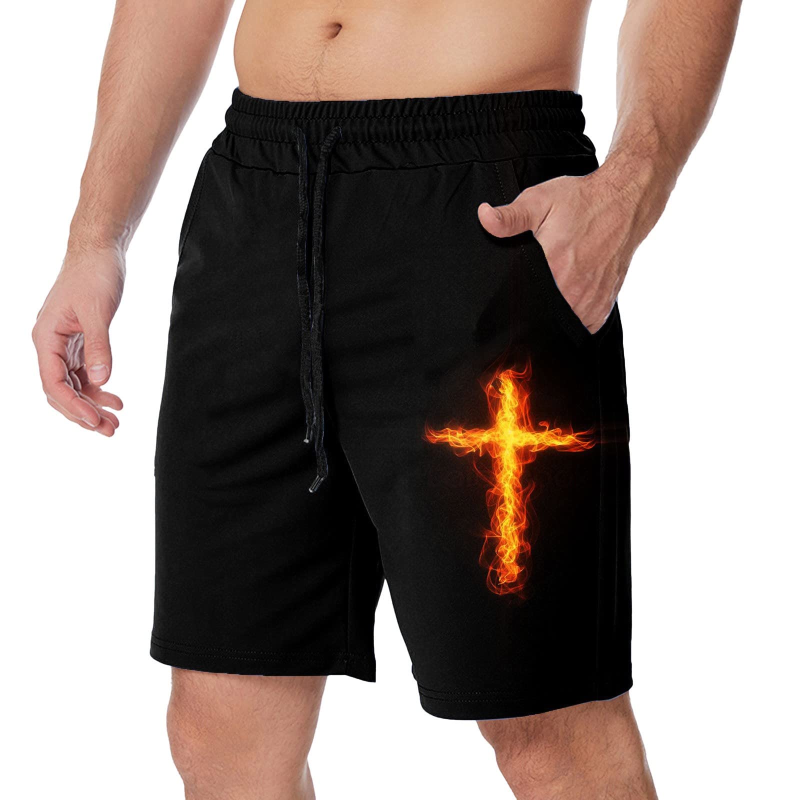 Men's Summer Fashion Shorts with Drawstring & Pockets - Casual Printed Sweat Shorts for Outdoor Activities, Beach, Gym & Lounge