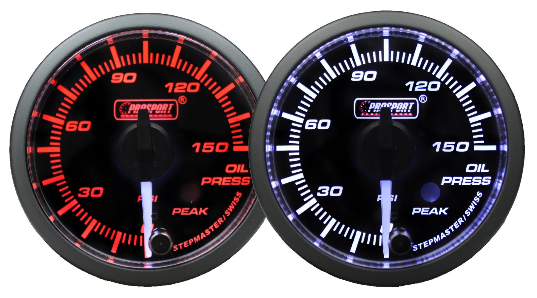 Prosport 216SMWAOPWNCL270-PK.PSI Electric Oil Pressure Gauge with Sender - Warning & Peak Hold for Automotive, Marine, and Performance Engines