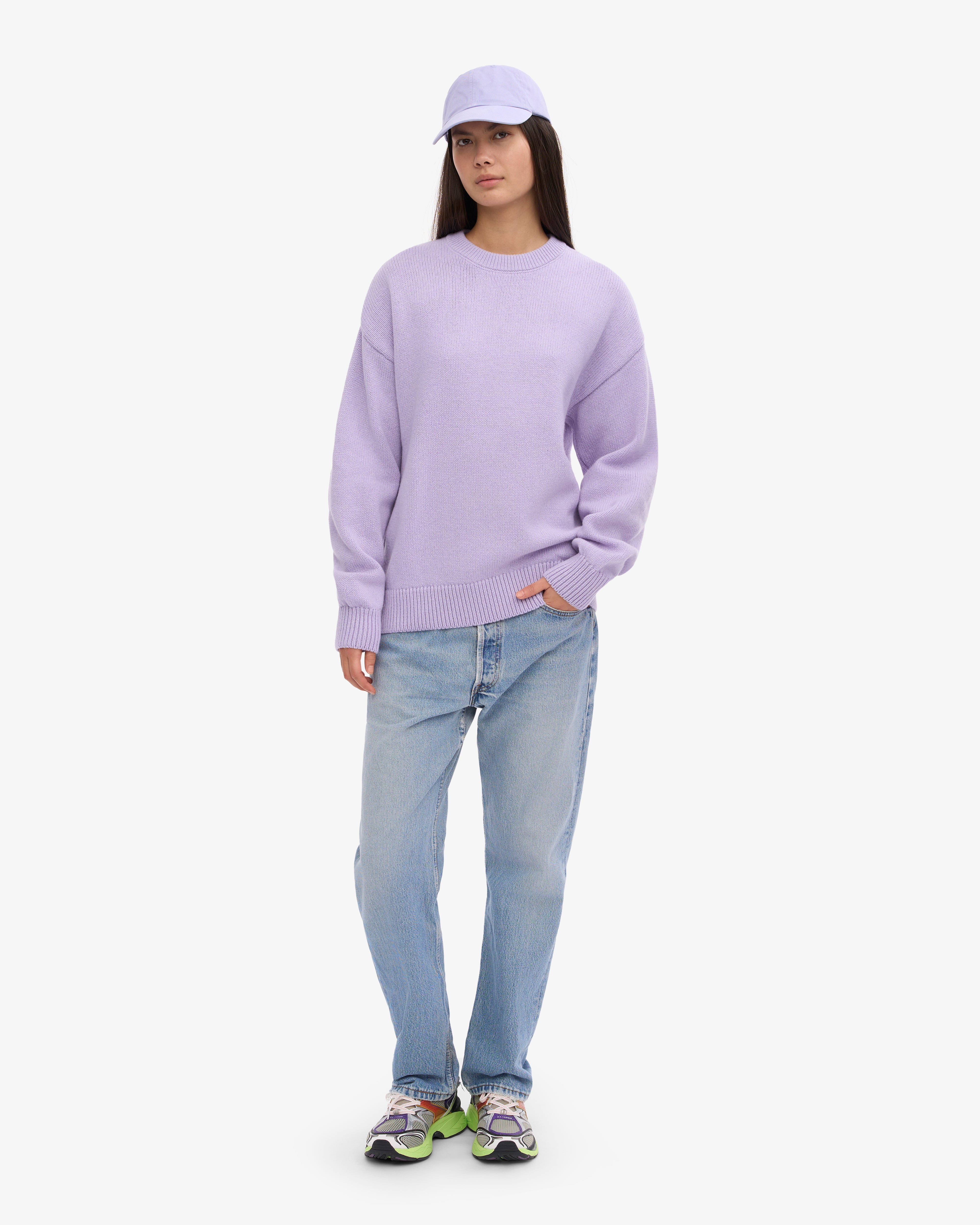 Premium Oversized Merino Wool Sweater - Ultra Soft Lavender Crewneck Pullover for Women | Cozy Winter Wear, Casual Outfits & Lounge Comfort